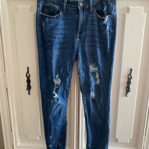 Distressed Blue Denim Jeans